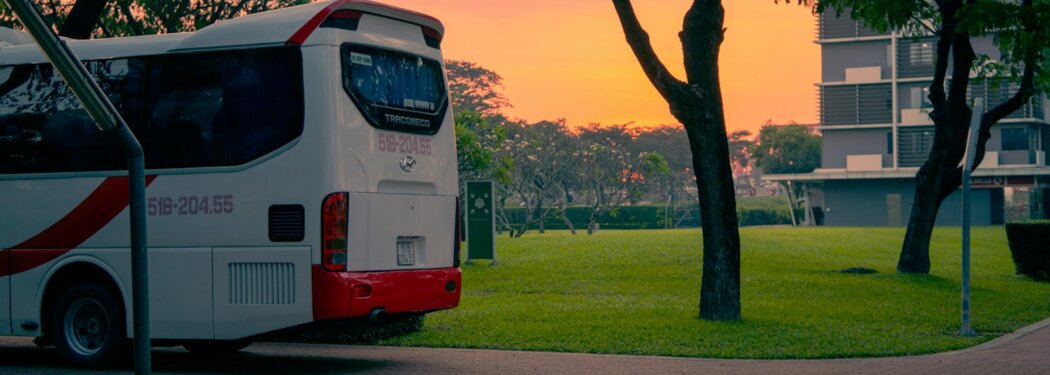 a bus parked on the side of the road