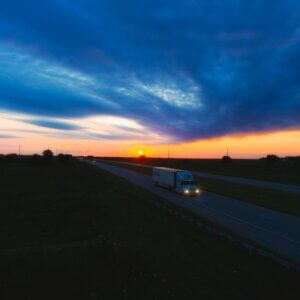 a sunset over a road