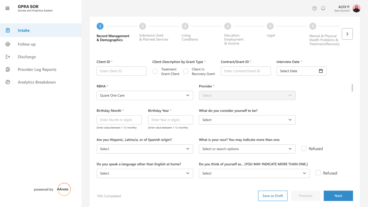 3-2 Intake Survey Form Figure 3: Intake Survey Form
