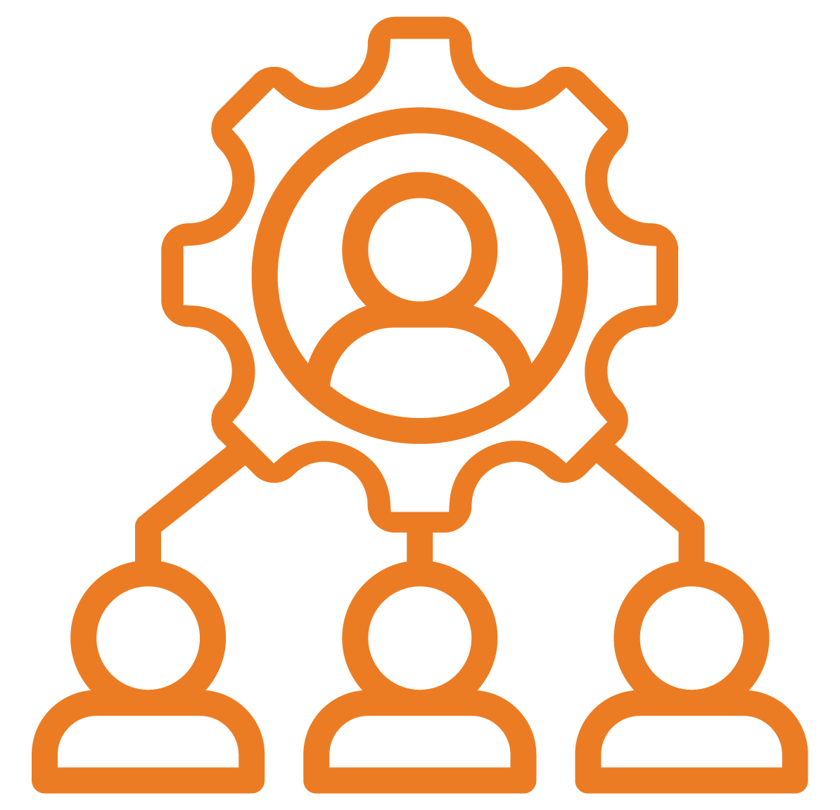 TARGET SPEND4x - AArete Gear icon with a user silhouette in the center connected to three user avatars, representing user management or admin settings.